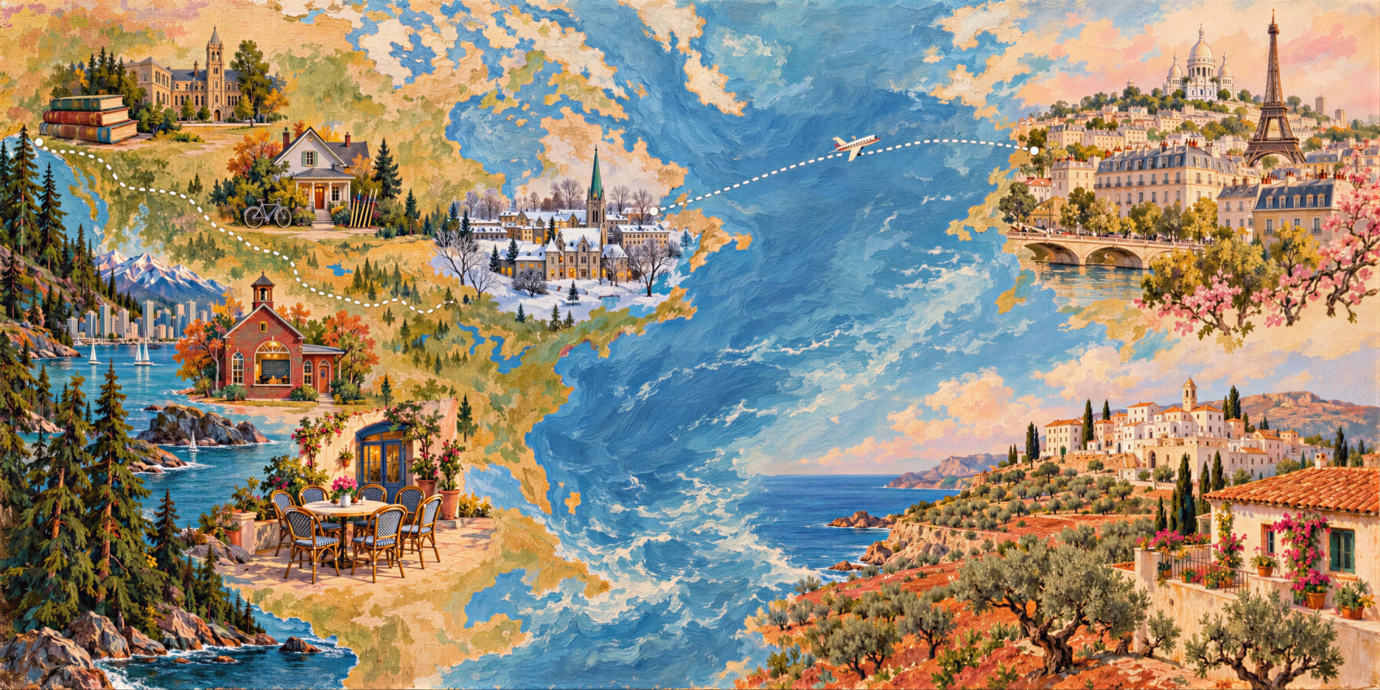 A painted map of my world, from Paris and Castellaneta to Montréal and Vancouver